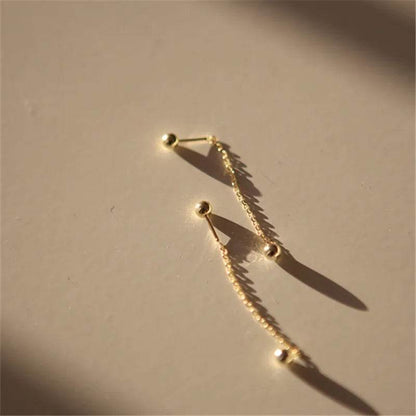 925 Sterling Silver Simple Gold Beads Screw Earrings for Women Korean Temperament Versatile Jewelry - Touchy Style