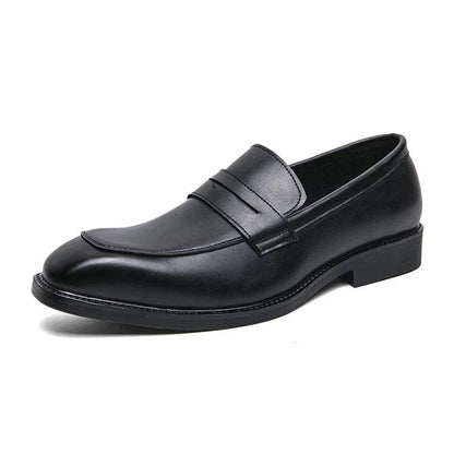 Fashion Penny Loafers Leather Men Shoes Simple Pointed Toe Slip On Dress Business Suit Casual Party Wedding Shoes For Man - Touchy Style