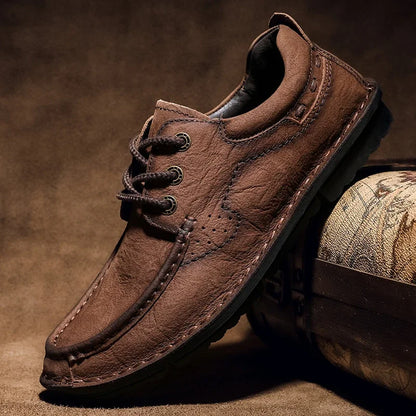 New High Quality Men Hiking Shoes Genuine Leather Casual Shoes Hand-stitching Male Treking Shoes Versatile Sneakers Oxford Shoes