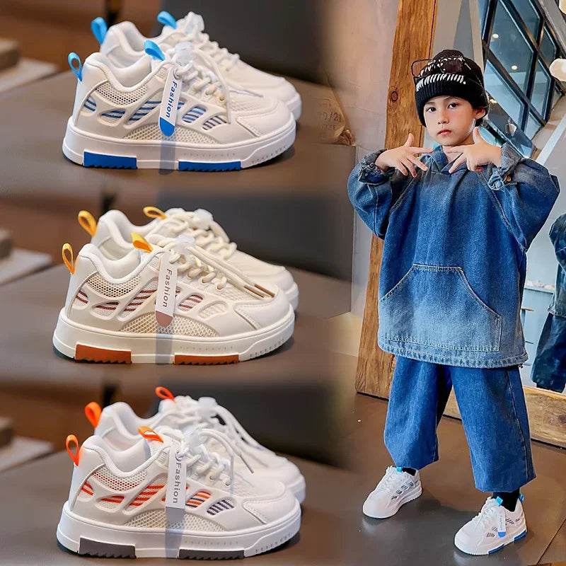 Fully Flat Kids Shoes School Fashion Stripes Chunky Sneaker All Season Leisure Street Style All Match Walking Shoes Child G07242 - Touchy Style