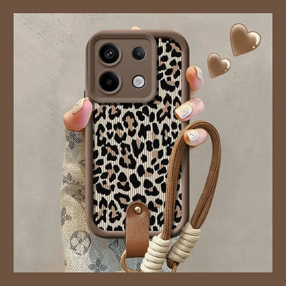 Cute Phone Cases for iPhone 7, 8, 8 Plus, X, XR, XS, XS Max, 11, 12, 13, 14, 15, and 16, Pro and Pro Max - Leopard Pattern with Wrist Strap - TSP474