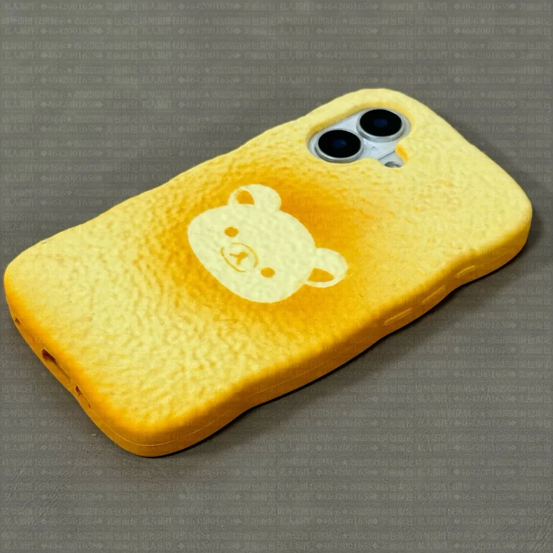 Sweet 3D Bread Rilakkuma Cartoon Soft Silicon Cute Gift Back Phone Case for iPhone 11 12 13 Pro 14 15 16 Pro Max 16 Plus Cover