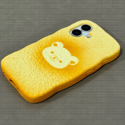 Sweet 3D Bread Rilakkuma Cartoon Soft Silicon Cute Gift Back Phone Case for iPhone 11 12 13 Pro 14 15 16 Pro Max 16 Plus Cover
