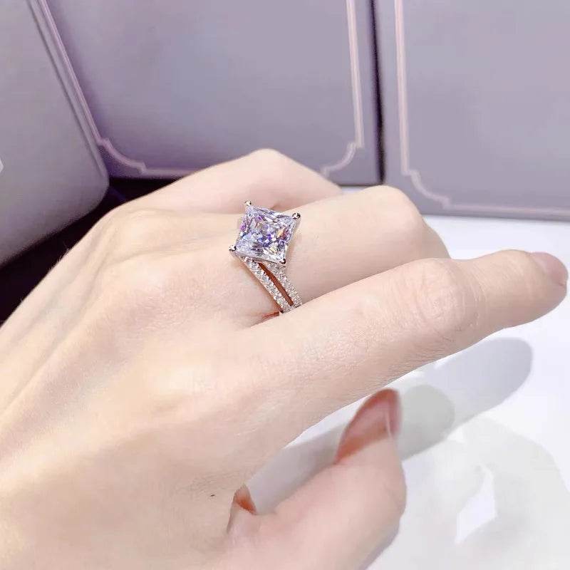 PANJBJ 925 Sterling Silver Geometry Zircon Rings For Women Fashion Double Layer Wedding Jewelry Party Gift Dropshipping - Touchy Style