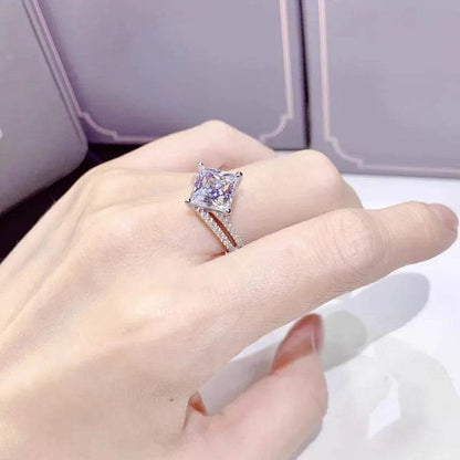 PANJBJ 925 Sterling Silver Geometry Zircon Rings For Women Fashion Double Layer Wedding Jewelry Party Gift Dropshipping - Touchy Style