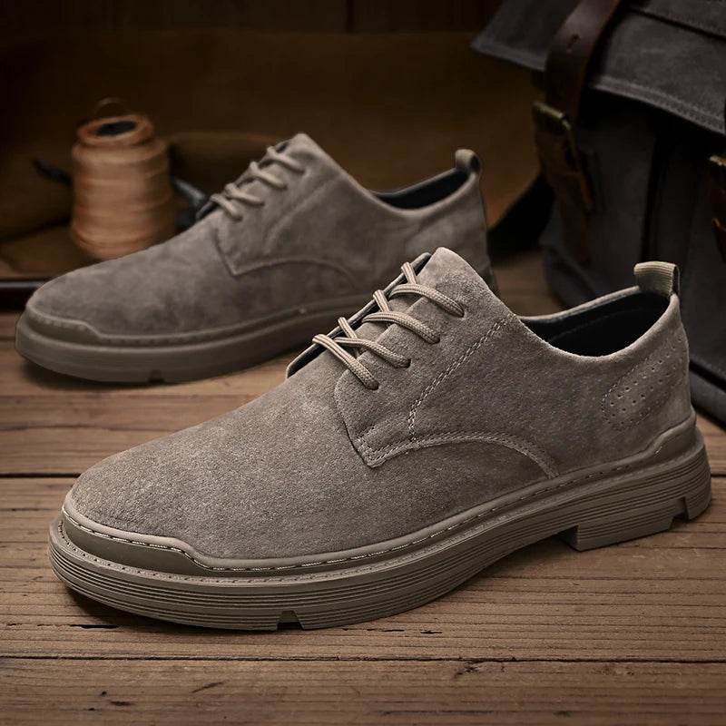 Retro Genuine Leather Men Shoes Casual Non Slip Wear Resistant Suede Leather Shoes Men Breathable Daily Business Shoe Hot Sale - Touchy Style