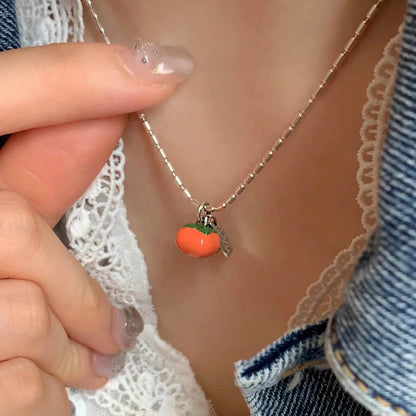 VENTFILLE 925 Silver Drip Glaze Necklace for Women Persimmon Peanut Irregular Originality Design Jewelry Gift Dropshipping - Touchy Style