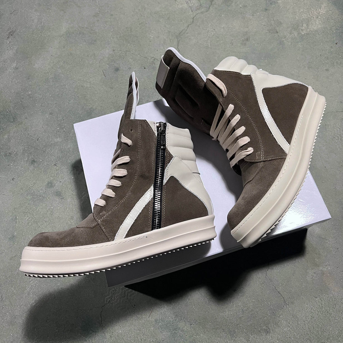 Brand Casual Men Shoe High Top Roman Women Sneaker Quality Brown Geobasket Cow Suede Zip Luxury Thick-sole Flat Ankle Boot - Touchy Style