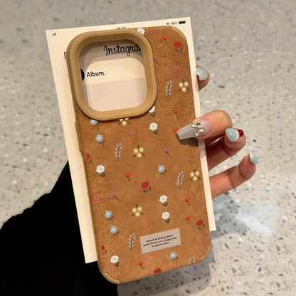 Cute Phone Cases For iPhone 16 Pro Max 15 14 Plus 13 12 11 XS X XR - Branches and Leaves Broken Flowers - Leather Cover - Touchy Style