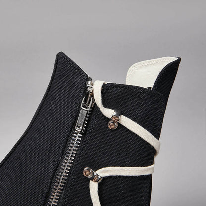 Brand Women Sneaker Casual High Top Lace Up Men Shoe Pentagram Black ricks Luxury Designer owens Canvas Zip Flat Ankle Boot - Touchy Style