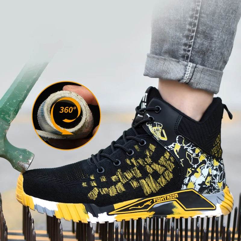 Fashion 2024 Men Work Safety Boots Anti-smash Anti-puncture Work Sneakers High Top Safety Shoes Men Indestructible Work Boots - Touchy Style