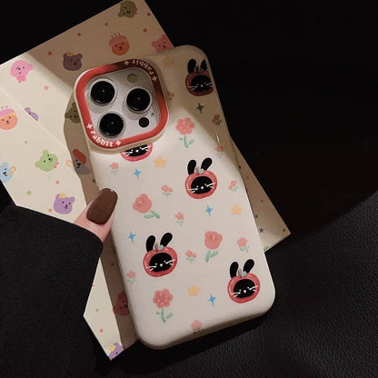 Cute Phone Cases For iPhone 16, 15, 14, 13, 12, 11 Pro Max, Xr, 16 Plus - Funny Tomato Black Rabbit Flowers Cover - IC6040 - Touchy Style