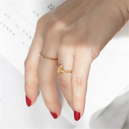 925 Sterling Silver Plated 18K Gold Imitate Opal Zircon Ring Luxury High Quality Jewelry Gifts For Women Girls - Touchy Style