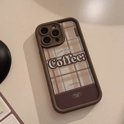 Cute Phone Cases For iPhone 16, 15, 14, 13, 12, 11 Pro Max, Xr, 16 Plus - Coffee Chocolate Plaid Stripes Art Soft Cover - CC6411 - Touchy Style