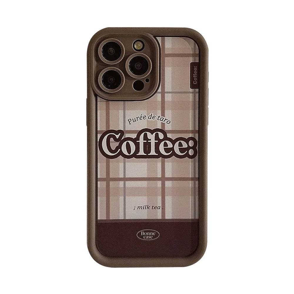 Cute Phone Cases For iPhone 16, 15, 14, 13, 12, 11 Pro Max, Xr, 16 Plus - Coffee Chocolate Plaid Stripes Art Soft Cover - CC6411 - Touchy Style
