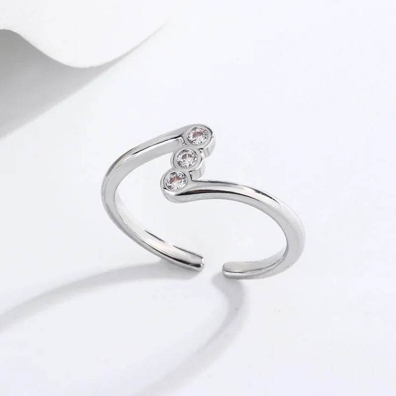 PANJBJ 925 Sterling Silver Love Heart Ring for Women Chain Overlapping Hollow Out Design Finger Jewelry Gift Dropshipping - Touchy Style