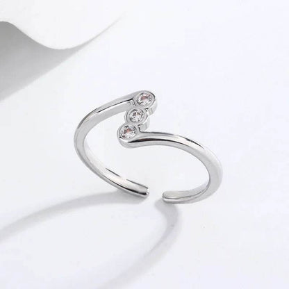 PANJBJ 925 Sterling Silver Love Heart Ring for Women Chain Overlapping Hollow Out Design Finger Jewelry Gift Dropshipping - Touchy Style