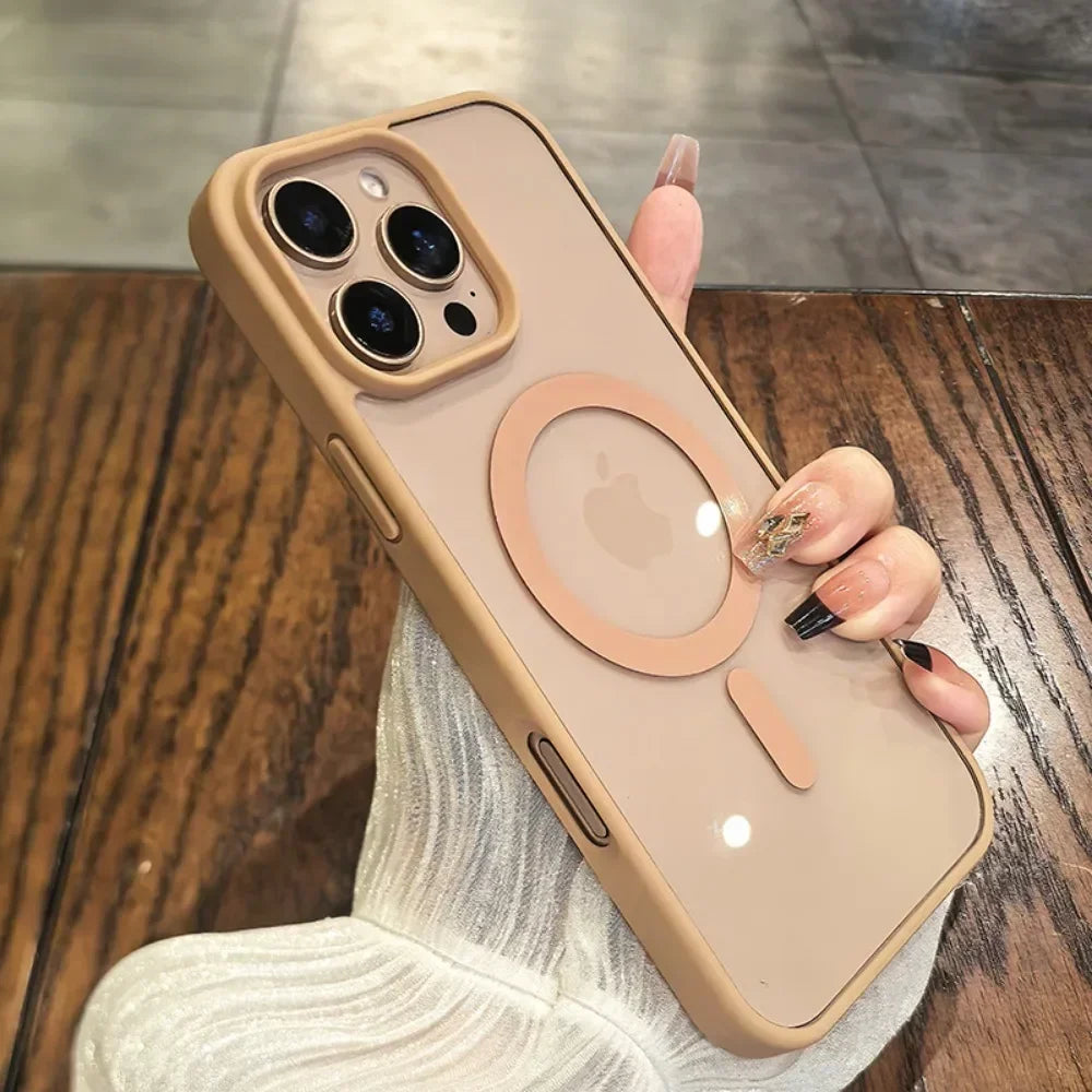 Luxury Acrylic Magsafe Magnetic Clear Case For iPhone 16 15 14 13 12 11 Pro Max 16 Plus Wireless Charge Girls Pink Hard PC Cover
