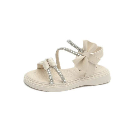 Children Princess Shoes Baby Girls Flat Bling Leather Sandals Fashion Sequin Soft Kids Dance Party Sparkly Shoes Crystal F05214 - Touchy Style
