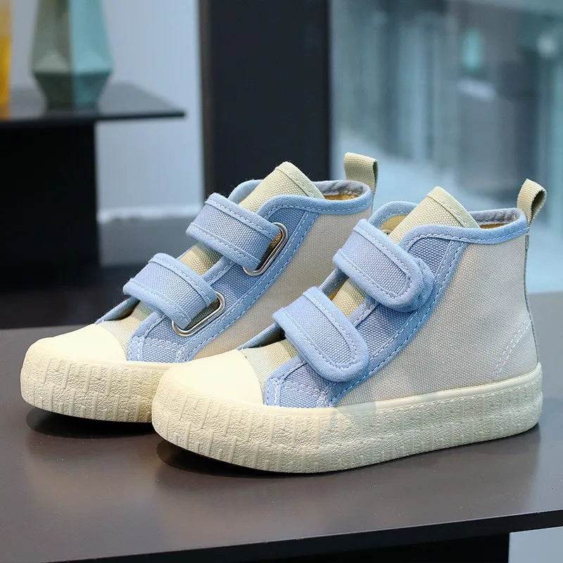 Chicest Patchwork Canvas Shoes for Kids Cute Colorful Street style Children Boy Autumn High Top Shoe Girl Boots Flat-sole E07314 - Touchy Style
