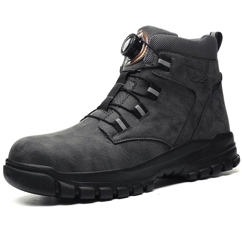 Rotating Button Winter Boots Men Safety Shoes Puncture-Proof Work Boots Steel Toe Shoes Waterproof Protective Shoes Cotton Boots - Touchy Style