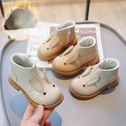 Cartoon Rabbit Baby Ankle Boots for Girls England Style Children Cute Bunny Winter Short Boots Low Heel Kids Girl Shoes G11073 - Touchy Style