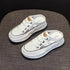 Genuine Leather Slippers Women Hollow Mules Summer Height Increasing Breathable Casual Shoes Wedges Platform Lace-up Sneakers - Touchy Style