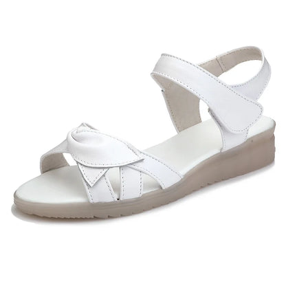 Summer Shoes Maternity Sandals Women Mother Shoes Flat Soft Genuine Leather hook &amp; loop Casual Women Sandals