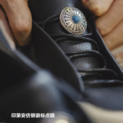 Maden Eagle Feather Retro Skate Shoes for Men Spring and Autumn Thick Bottom Casual Shoes Male Low-Top Versatile Shoes
