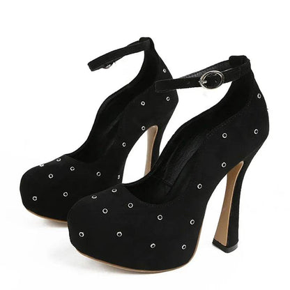 Chunky Platform Ultra High Heels Women Pumps Street Style Rivet Buckle Strap Nightclub Party Female Shoes - Touchy Style