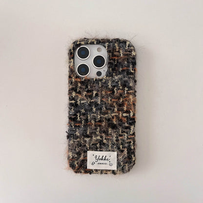 Cute Phone Cases For iPhone 16, 15, 14, 13 Pro Max - Fashionable Woven Pattern Woolen Texture Back Cover - PC0430 - Touchy Style