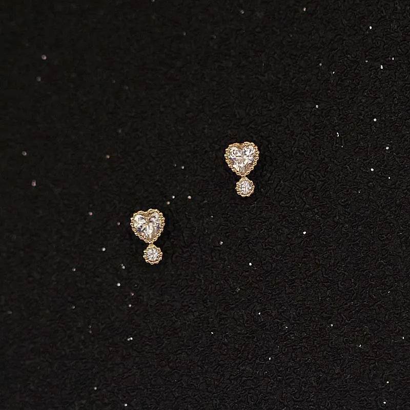 Real 925 Sterling Silver Women Fashion Zircon Stud Earrings Heart Birthday Sparkling for Daughter Girls - Touchy Style