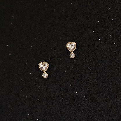Real 925 Sterling Silver Women Fashion Zircon Stud Earrings Heart Birthday Sparkling for Daughter Girls - Touchy Style
