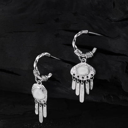 PANJBJ 925 Sterling Silver Crystal Texture Earring for Women Tassels Bohemia Versatile Cool Jewelry Party Gift Dropshipping - Touchy Style
