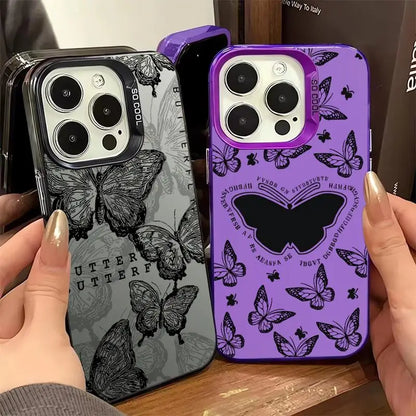 TSP34 Cute Phone Cases for iPhone 15, 14, 13, 12, 11 Pro Max, X, XS Max, XR, 7, or 8 Plus - Butterfly Leather Cover