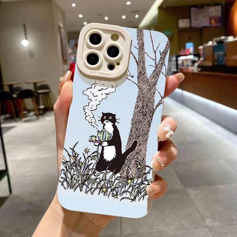 Cute Phone Cases For iPhone 16, 15, 13, 14 Pro Max, 12, 11, XS, XR, 7, 8 Plus, SE 2020 - Cool Cat Silicone - Candy Soft Bumper Cover - Touchy Style