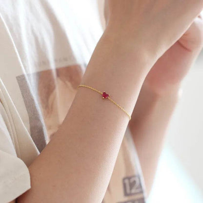 925 Sterling Silver Plated 14K Gold Red Zircon Heart Bracelet for Women Korean Simple Temperament Party Jewelry Accessories - Touchy Style