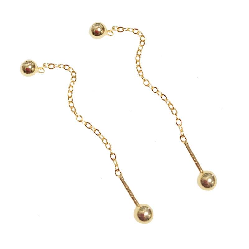 925 Sterling Silver Simple Gold Beads Screw Earrings for Women Korean Temperament Versatile Jewelry - Touchy Style
