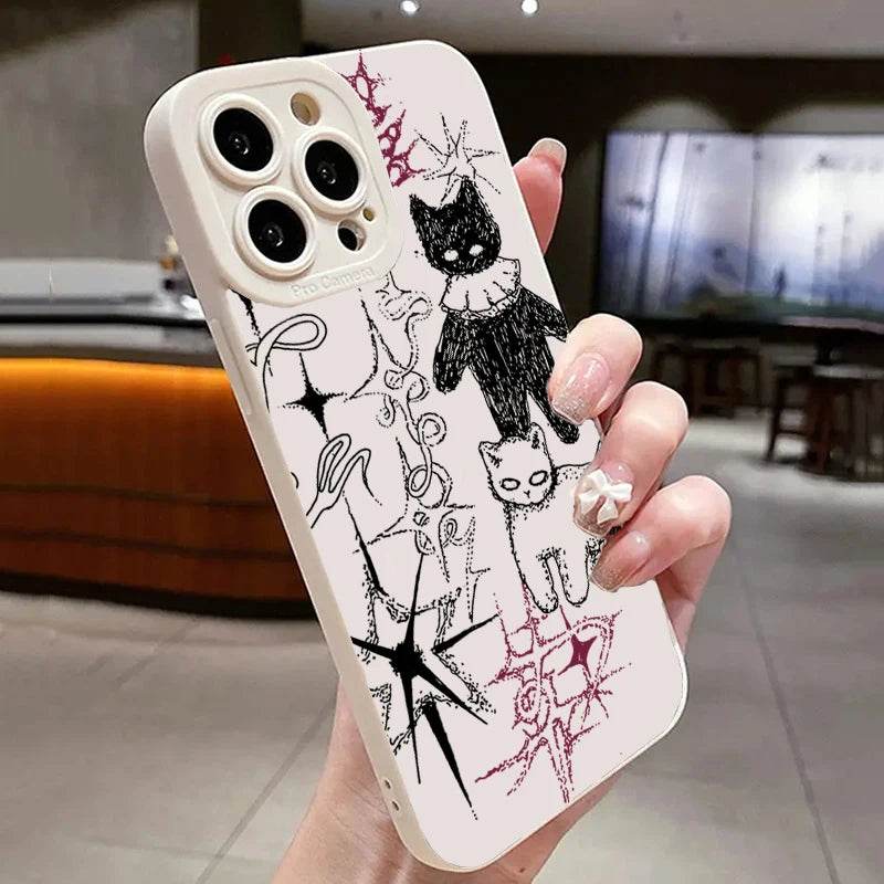 Cute Phone Cases For iPhone 16, 15, 13, 14 Pro Max, 12, 11, XS, XR, 7, 8 Plus, SE 2020 - Cool Cat Silicone - Candy Soft Bumper Cover - Touchy Style