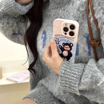 Cute Phone Cases For iPhone 16, 15, 14, 13, 12, 11 Pro Max - Plush Bear Doll Art - Cartoon Sweet Cover - CC7121 - Touchy Style