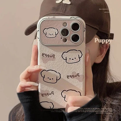Cute Phone Cases For iPhone 16, 15, 14, 13, 12 Pro Max, 15 Plus - Funny Sweet Puppy Dog Pattern - Leather Cover - PC9120 - Touchy Style