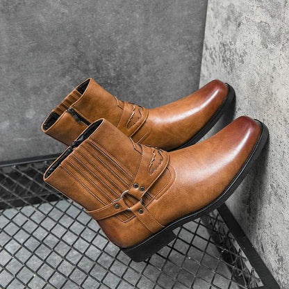 Genuine Leather Mens Chelsea Boots Brand Designer Dress Boots Men Fashion Casual Business Ankle Boots Slip on Business Footwear - Touchy Style