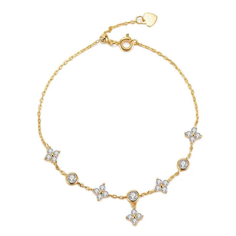 925 Sterling Silver Inlaid Zircon Delicate Flower Ornament Bracelet for Women Korean Temperament High Quality Jewelry Gift - Touchy Style