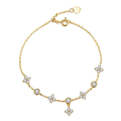 925 Sterling Silver Inlaid Zircon Delicate Flower Ornament Bracelet for Women Korean Temperament High Quality Jewelry Gift - Touchy Style