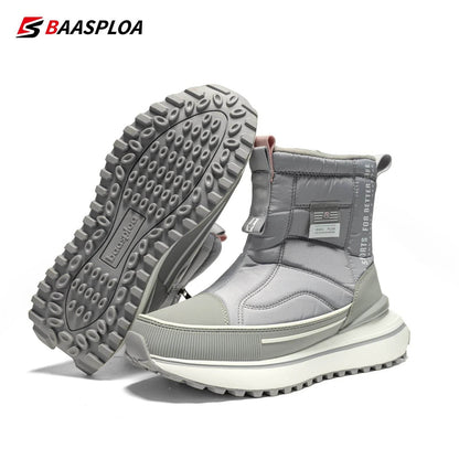 Baasploa Women Cotton Shoes Winter Leather Waterproof Non-Slip Comfortable Warm Plush New Women Outdoor Snow Ankle Boots - Touchy Style