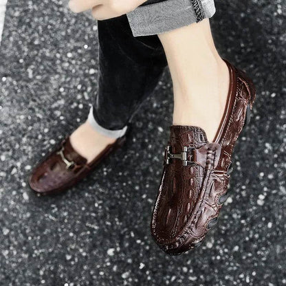 Men Casual Shoes Genuine Leather Crocodile Style Luxury Brand Mens Loafers Moccasins Slip on Black Driving Shoes Plus Size 38-47 - Touchy Style