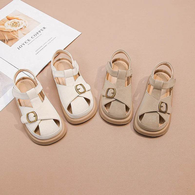 Girls Beach Sandals Beautiful Cut-outs Princess Shoes Lovely Kids Outside Footwear Children&