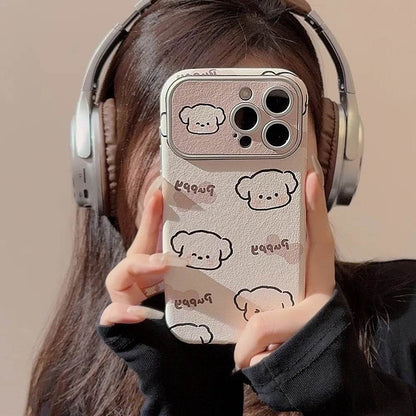 Cute Phone Cases For iPhone 16, 15, 14, 13, 12 Pro Max, 15 Plus - Funny Sweet Puppy Dog Pattern - Leather Cover - PC9120 - Touchy Style