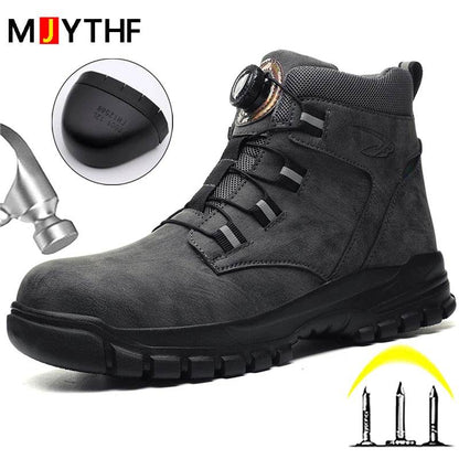 Waterproof Men Boots Rotating Buttons Safety Shoes Men Puncture-Proof Work Boots Steel Toe Shoes Light Indestructible Shoes - Touchy Style