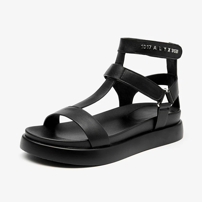 BEAUTODAY Gladiator Sandals Women Genuine Cow Leather T-Strap Platform Sandal Leisure Summer Ladies Shoes Handmade 32429